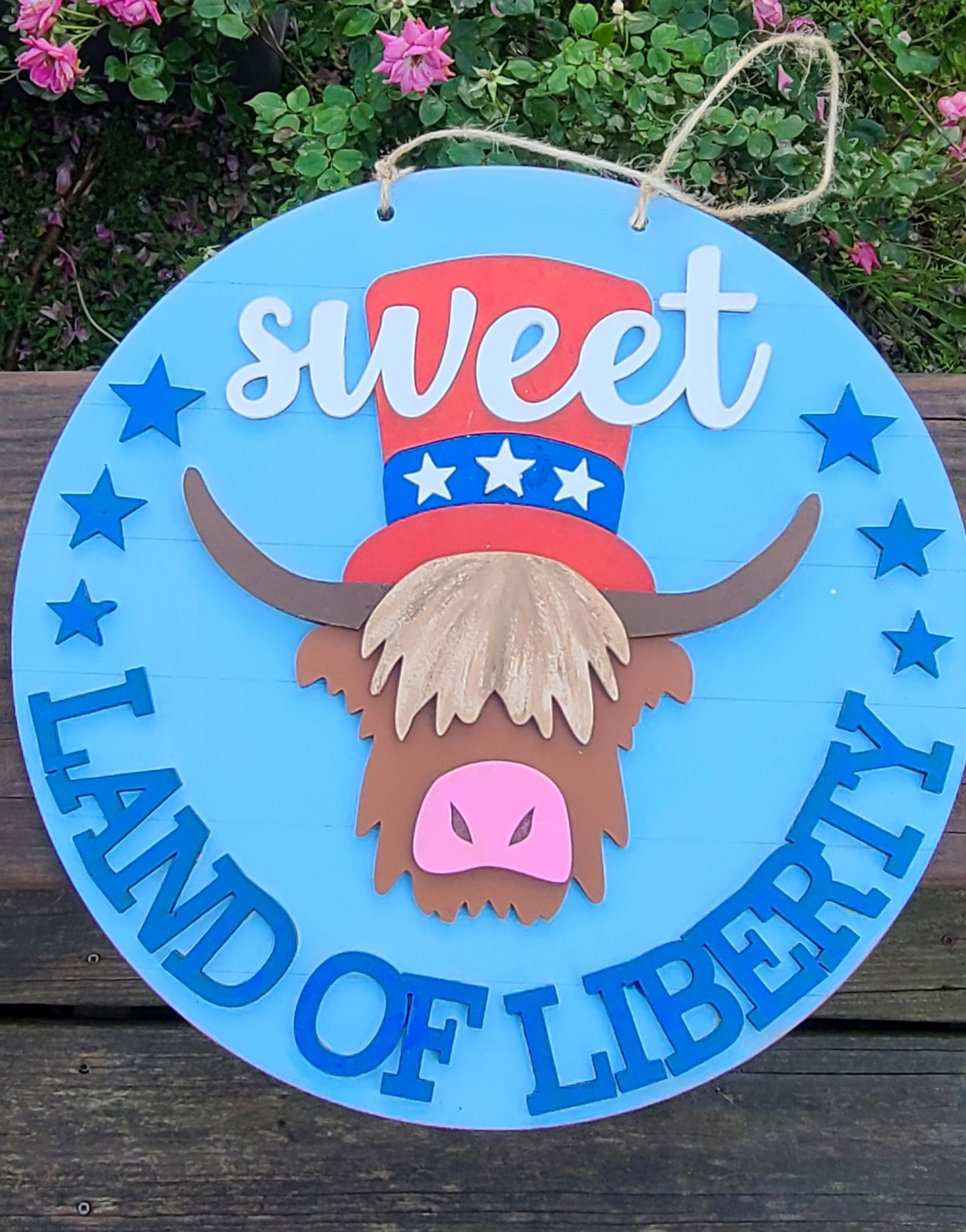 Highland Sweet Land of Liberty Door Hanger