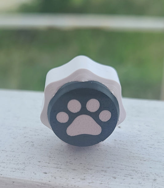 3d Printed White and Black Paw Print Clicker