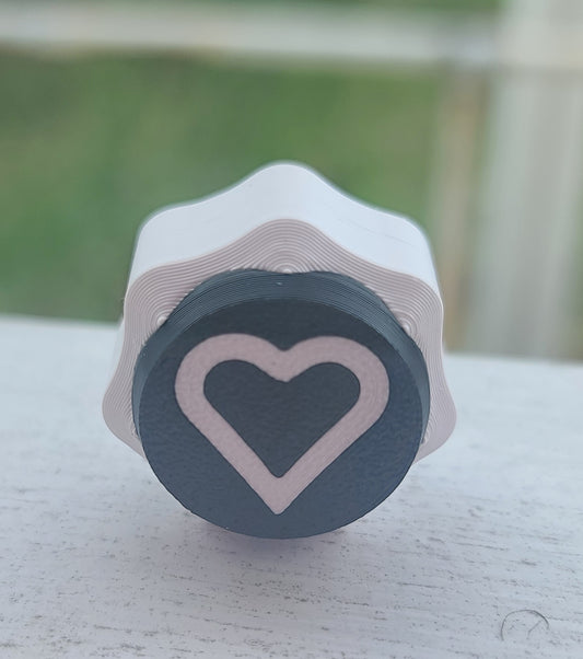 3d Printed White and Black Heart Clicker