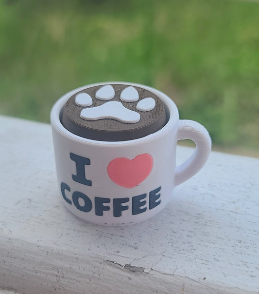 3d Printed Dog Paw I Love Coffee Clicker