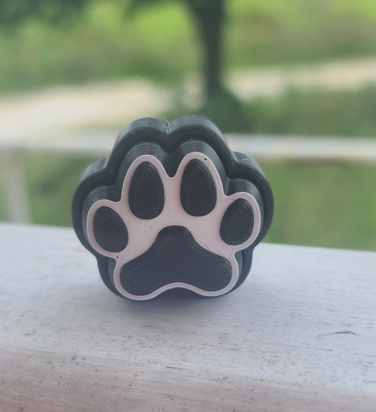 3D Printed Black and White Paw Print Clicker