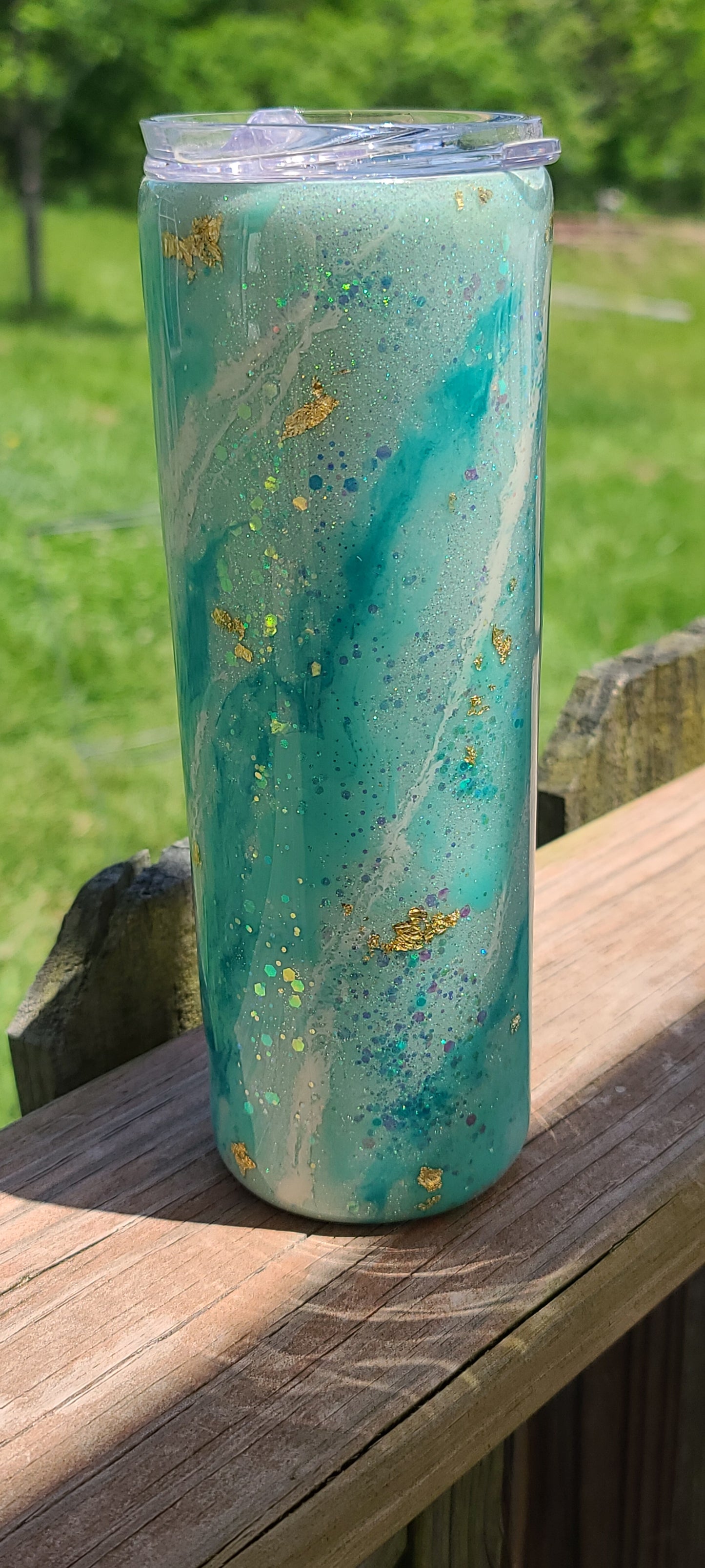 Mint Milkway Tumbler with Gold Leaf