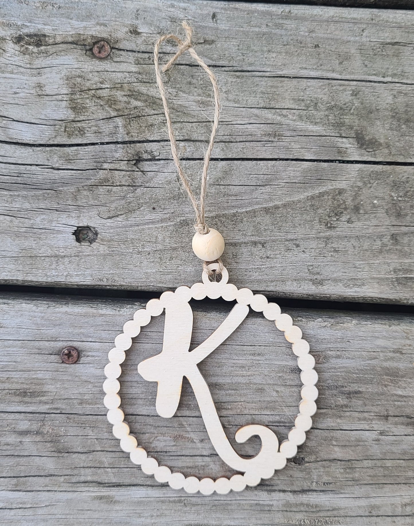 Scalloped Initial Car Charm