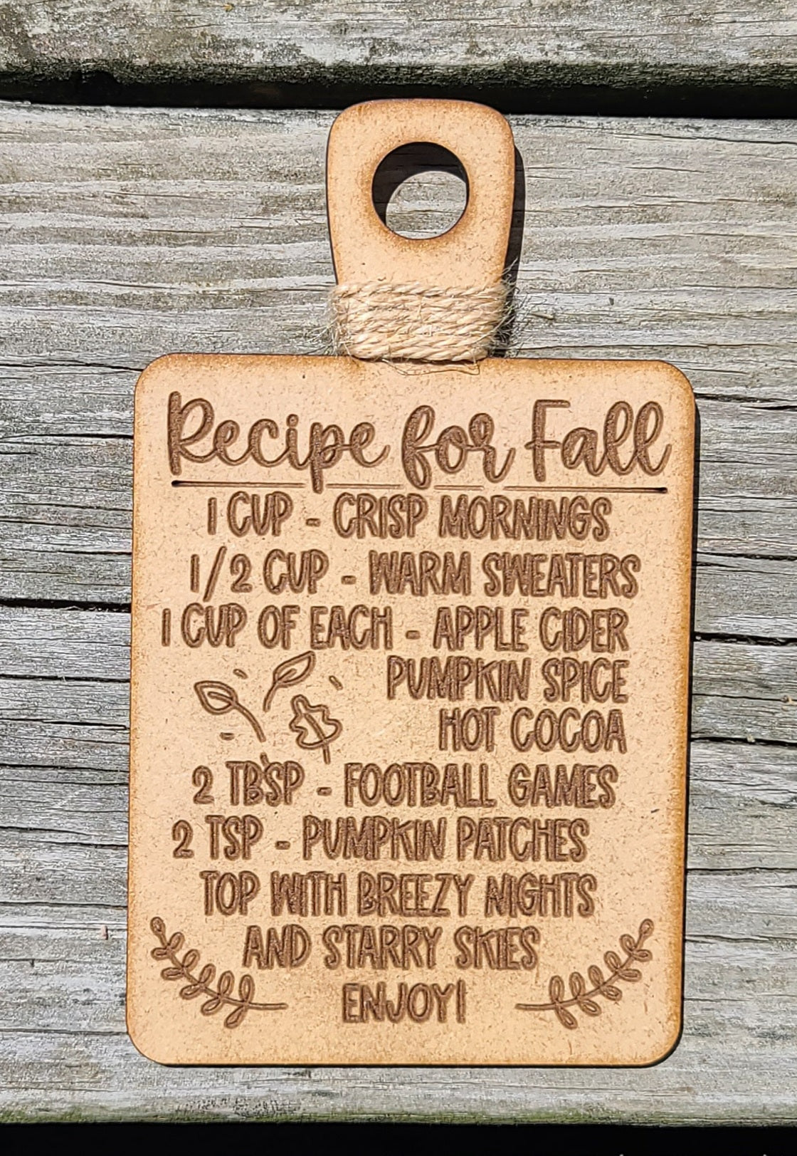 Recipe for Fall Sign