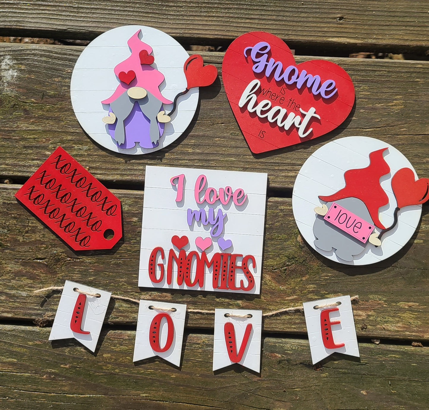 Gnome Valentine Tiered Tray Set
